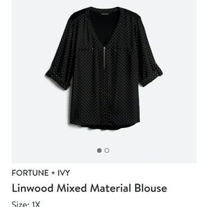 Stitchfix polka dot blouse with zipper